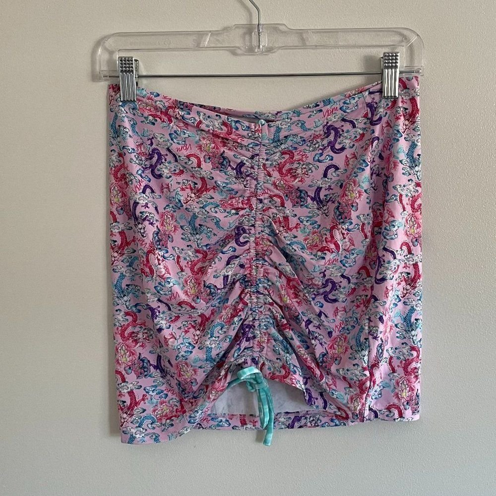 Revolve X Vdm Natalie Ruched Dragons Swim Cover Up Skirt Medium