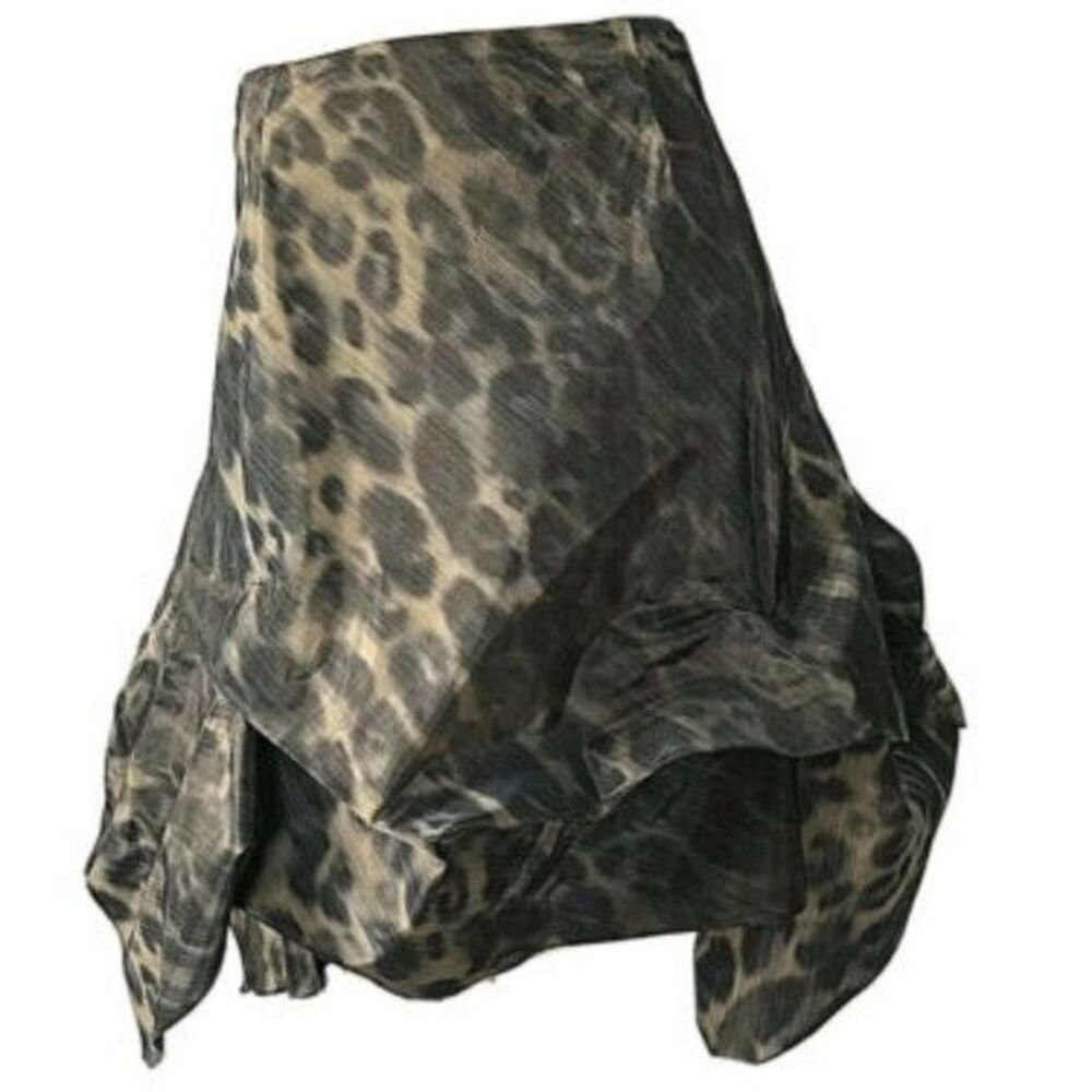 Nwt Flores & Flores Animal Print Asymmetrical Skirt Size 12