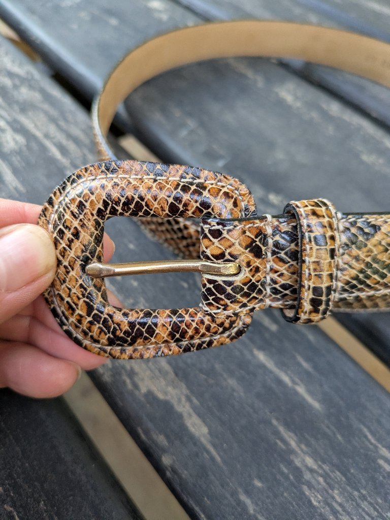 Vintage Wcm New York Snake-Print Belt Genuine Leather Size M