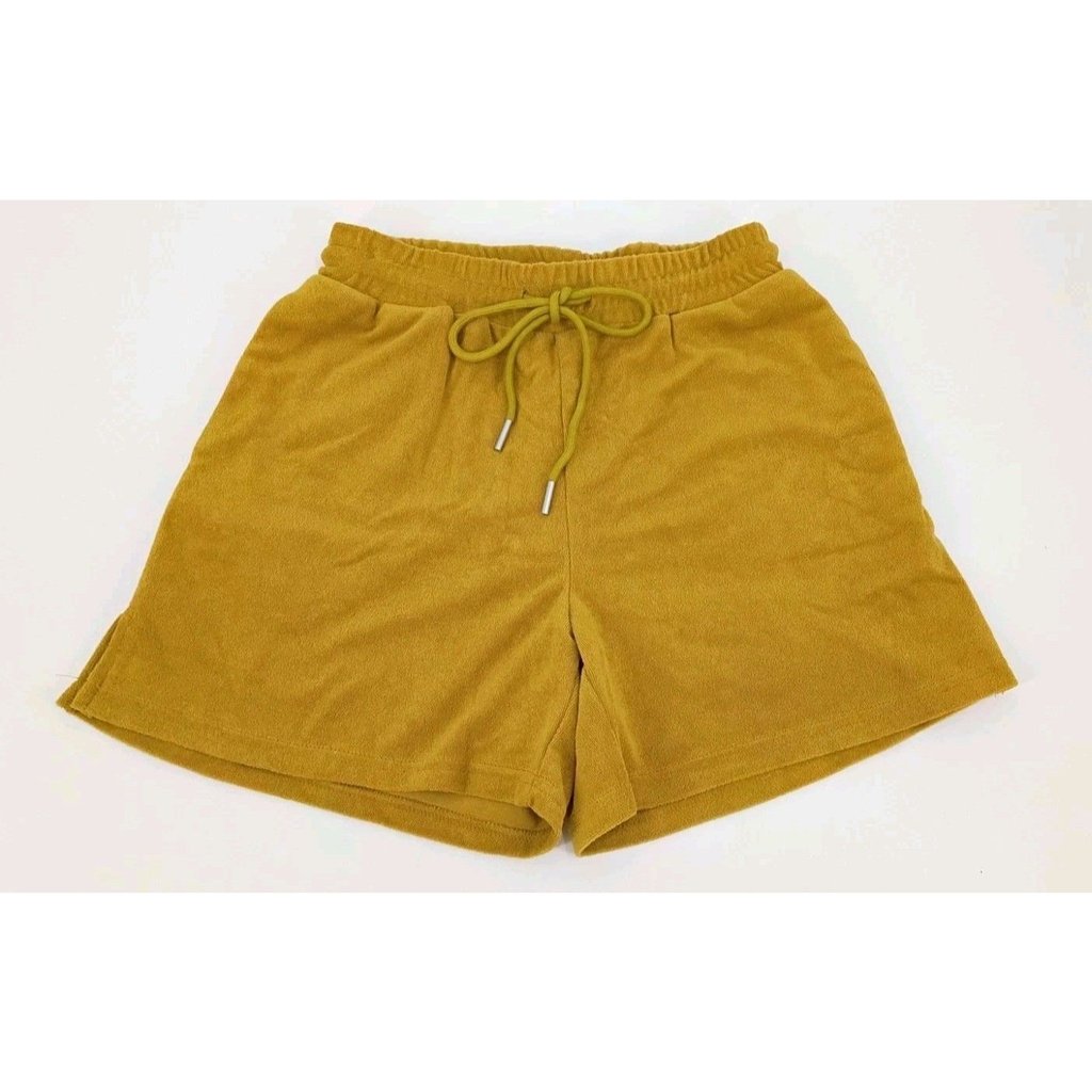 Mustard Coastal Terry Lounge Shorts Nwt Relaxed Beachy Minimalist Comfy Size M