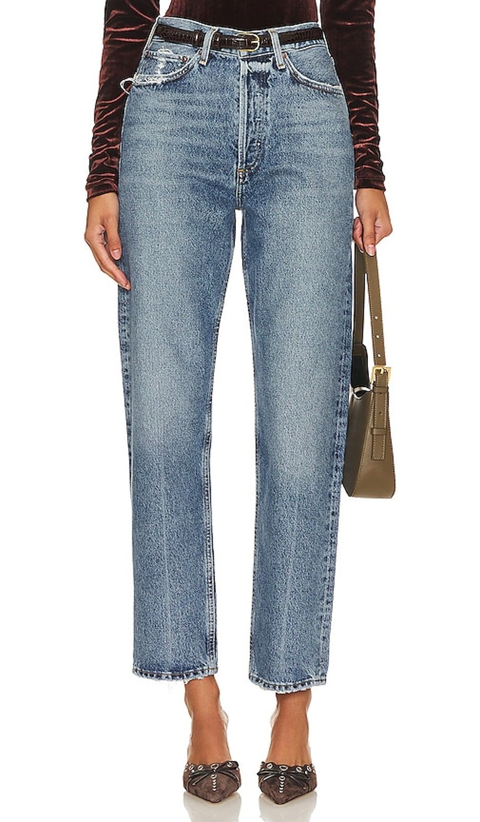 Agolde Vintage Blue 90s Mid Rise Loose Hooked Denim Jeans Size 27