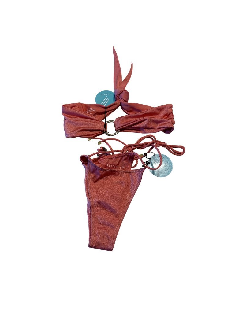 Nwt Sommer Swim Coral Pink Bandeau O-Ring Bikini Set Women's Size Small S