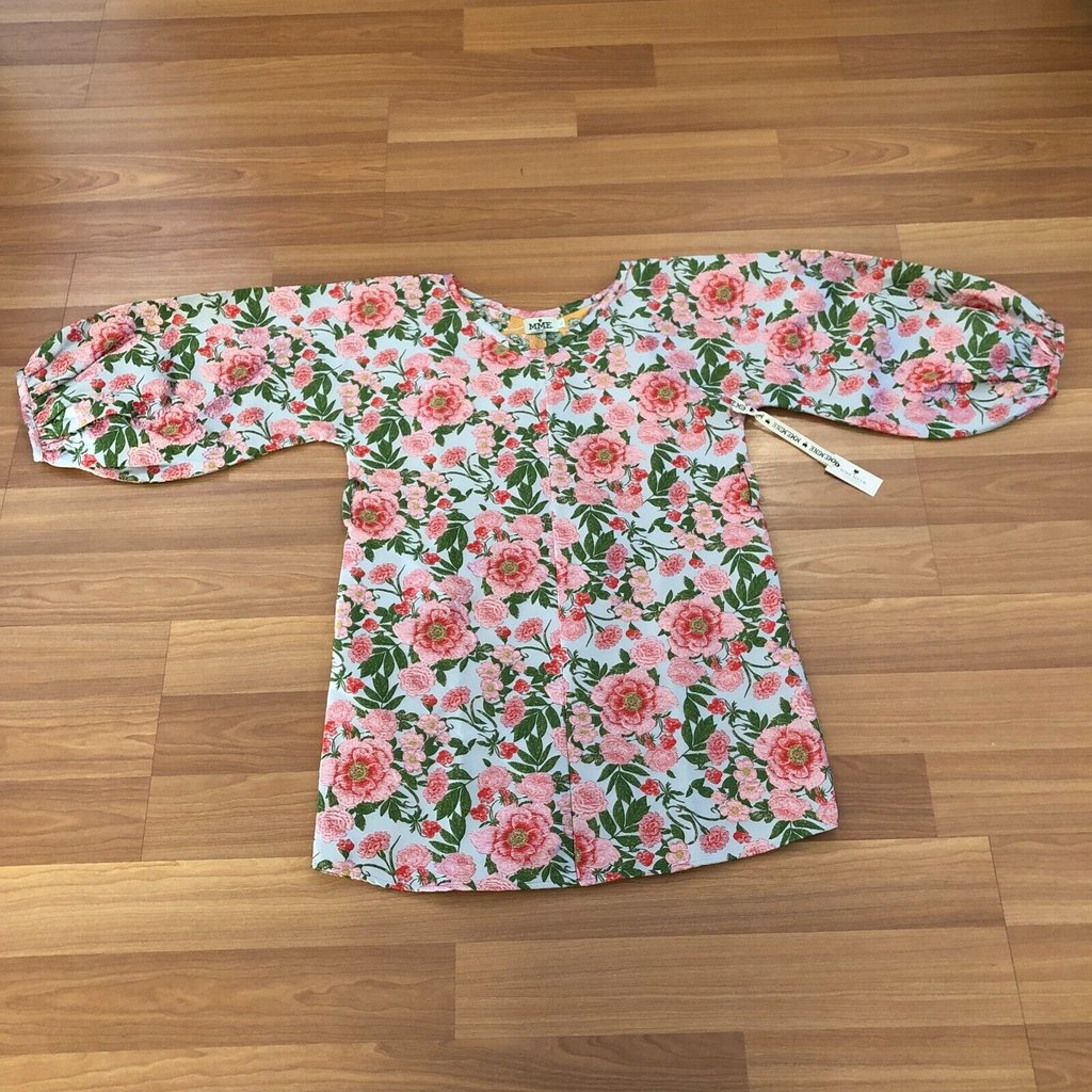 Mme.Mink New Large Women's Lantern Bishop Long Sleeve Floral Dress Hrj