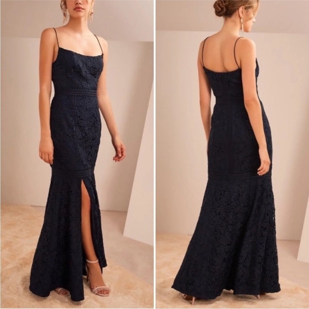 Keepsake The Label Revolve Utopia Lace Gown In Midnight Navy Blue