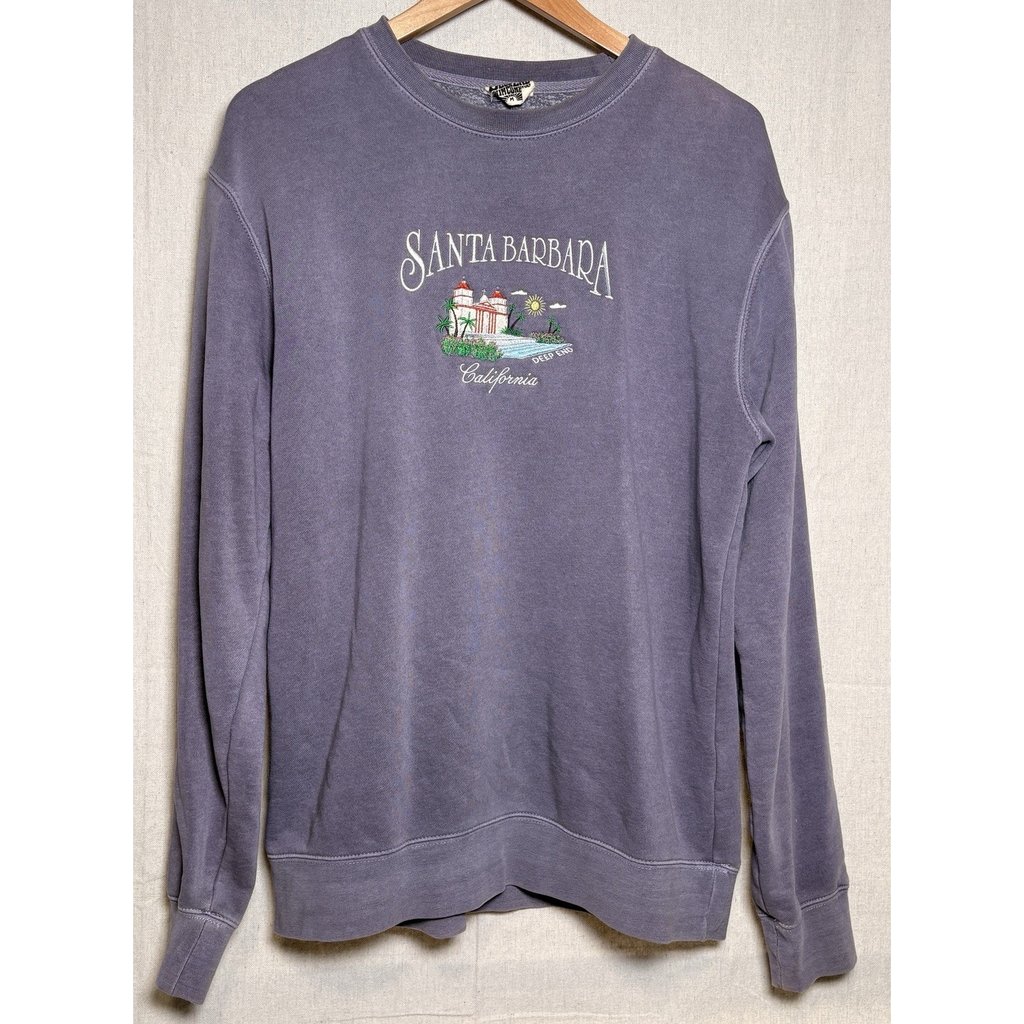 Santa Barbara California Embroidered Vintage Wash Sweatshirt Unisex Sz M Purple