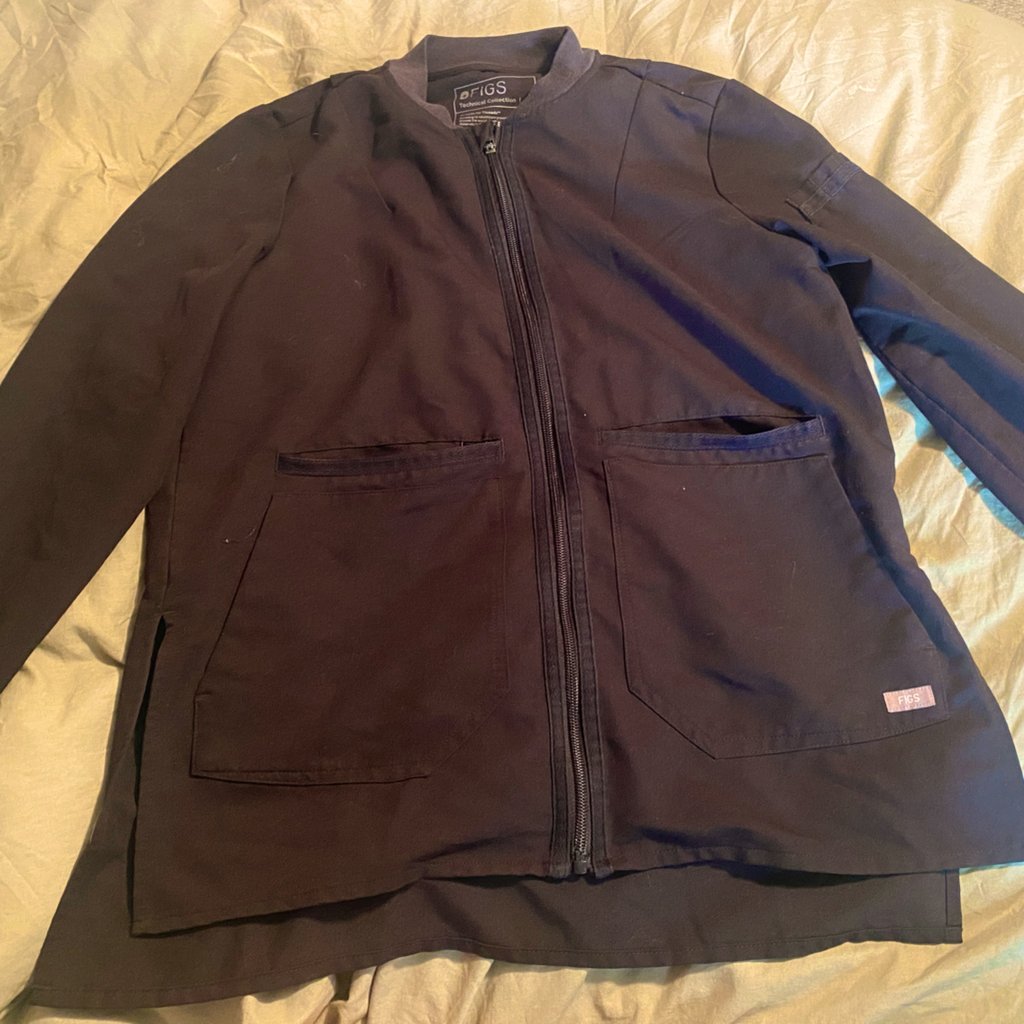 Figs Black Women's Zip Front Medical Jacket