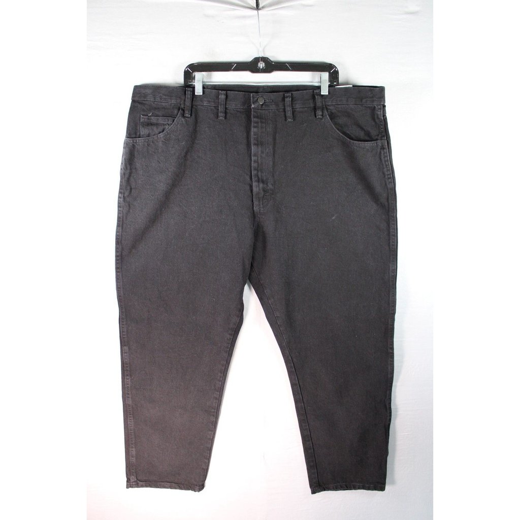 Rustler Classic Men Relaxed Fit Straight Leg Heavyweight Denim Black Jeans 44x30