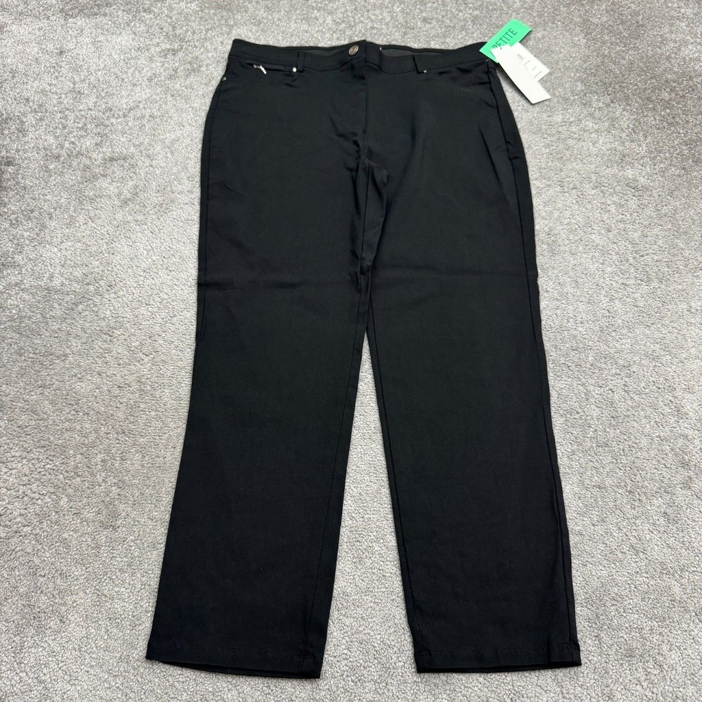 89th + Madison Pants Women 16p Petite Black Comfort Stretch Fabric Classic Nwt