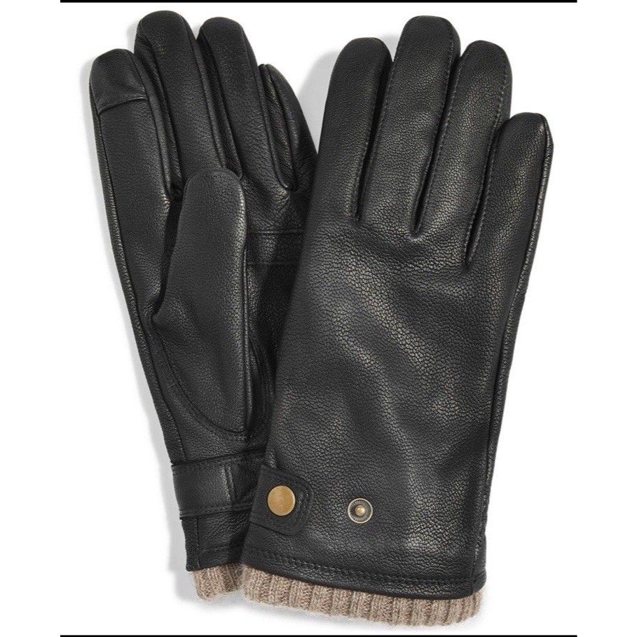 Club Room Snap Leather With Cashmere Lining Tech Tip Gloves Sz: Large Nwt