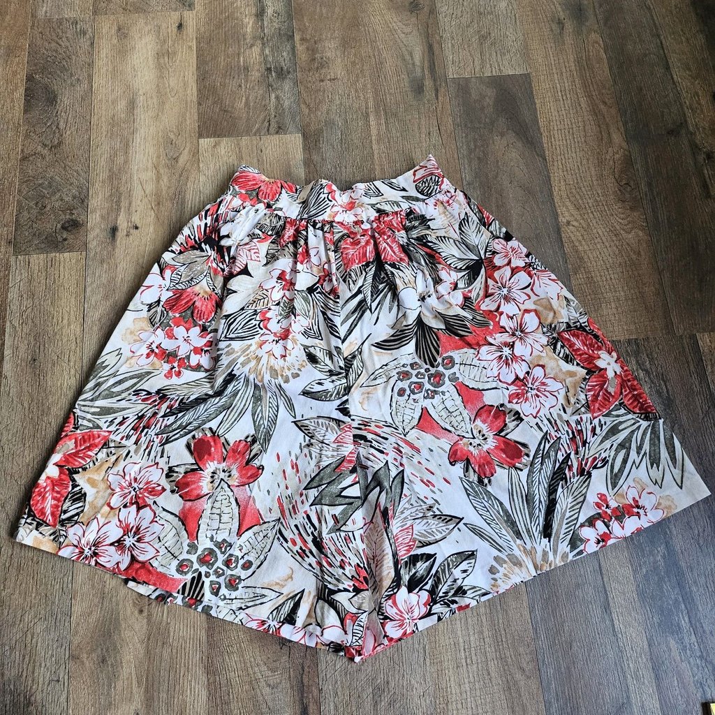 Vintage Paquette Floral Culottes Shorts Skirt Cotton Cottagecore Fairycore Sz S
