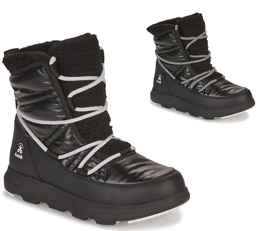 Kamik Womens Lea Pull Winter Boots Us 7 M Eu 38 Black Fleece Nib