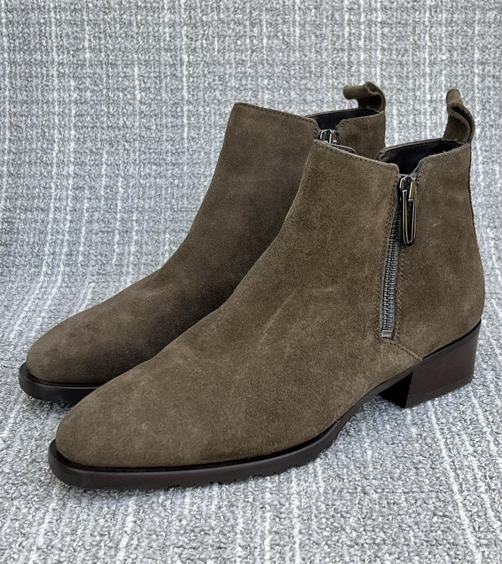 Aquatalia Fantina Waterproof Suede Ankle Boots Olive Green Women's Size 6 Us