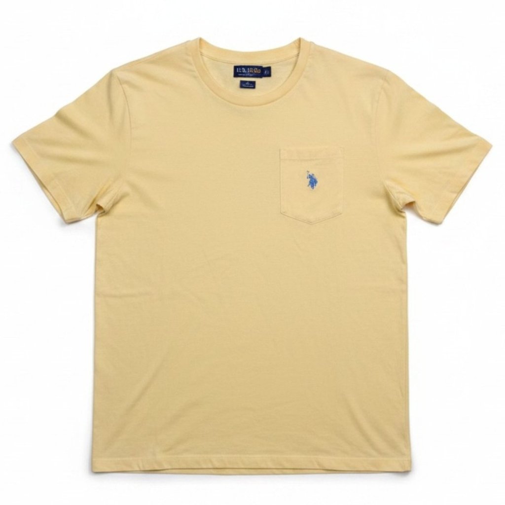 Us Polo Association Assn. Men's Medium Yellow Pocket T-Shirt Nwt Casual Summer