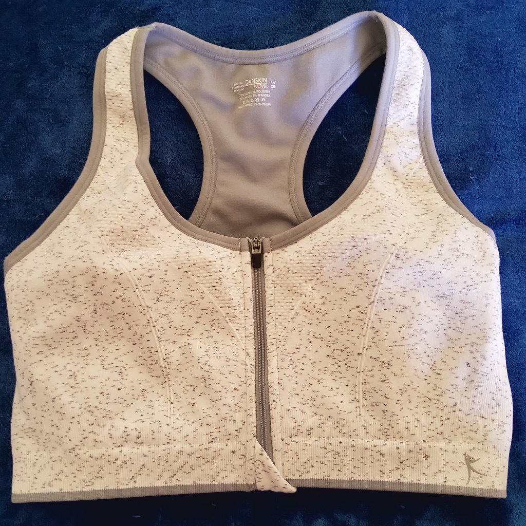 White & Gray Front Zipper Xl Sports Bra Euc