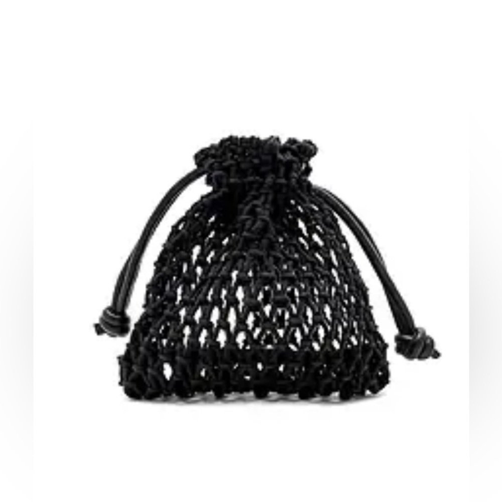 Clare V. Drawstring Braided Rope Sandy Bag Black