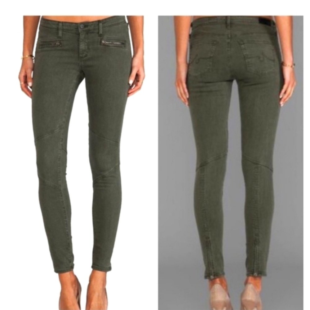 Ag Adriano Goldschmied Moto Legging Army Green Zipper Jean 26r