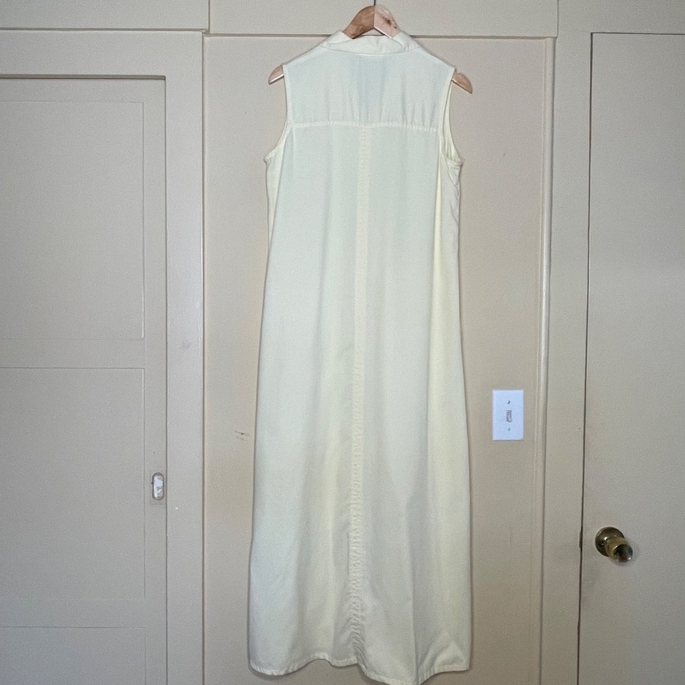 Sleeveless Cream Maxi Shirt Dress