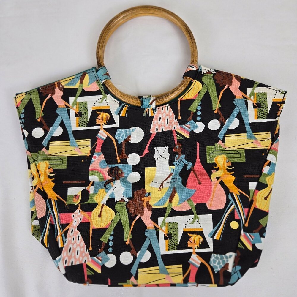 Vintage Neiman Marcus Shopping Bag Tote Retro Diva Print Colorful Artsy Funky