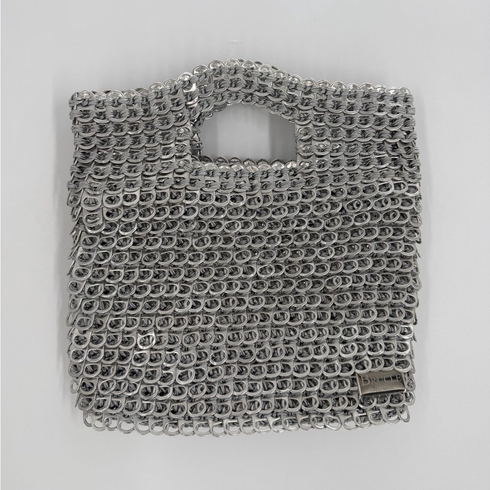 Brucle Handmade Pop Pull Tab Recycled Silver Cut Out Handle Retro Handbag Clutch