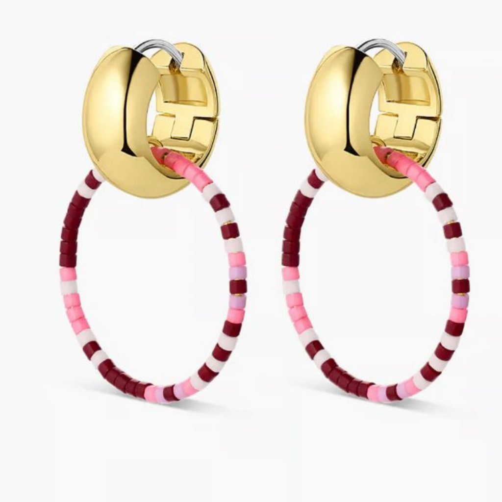Gorjana Pink Gigi Drop Malibu Beaded Hoop Earrings