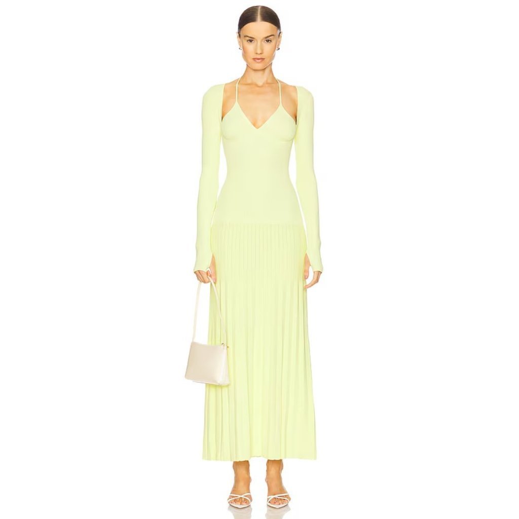 Sir. Juniper Contoured Dress Lemon Yellow Knit