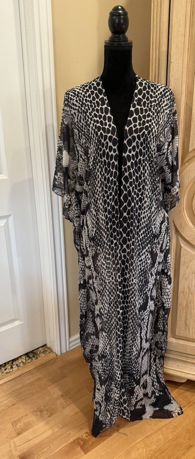 True Colours La Moda Sheer Coverup Caftan Maxi Dress Size O/S~Nwt