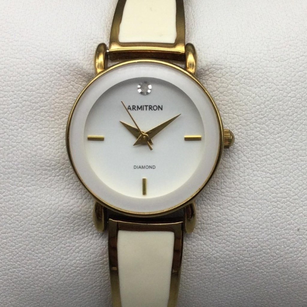 Armitron 755383gp Womens Watch 24mm Gold Tone Diamond New Battery 6.25"