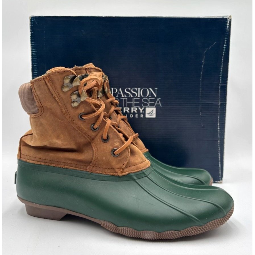 Sperry Shearwater Sts94191 Women's Waterproof Rubber Boot Green Us Size 8.5 Nib