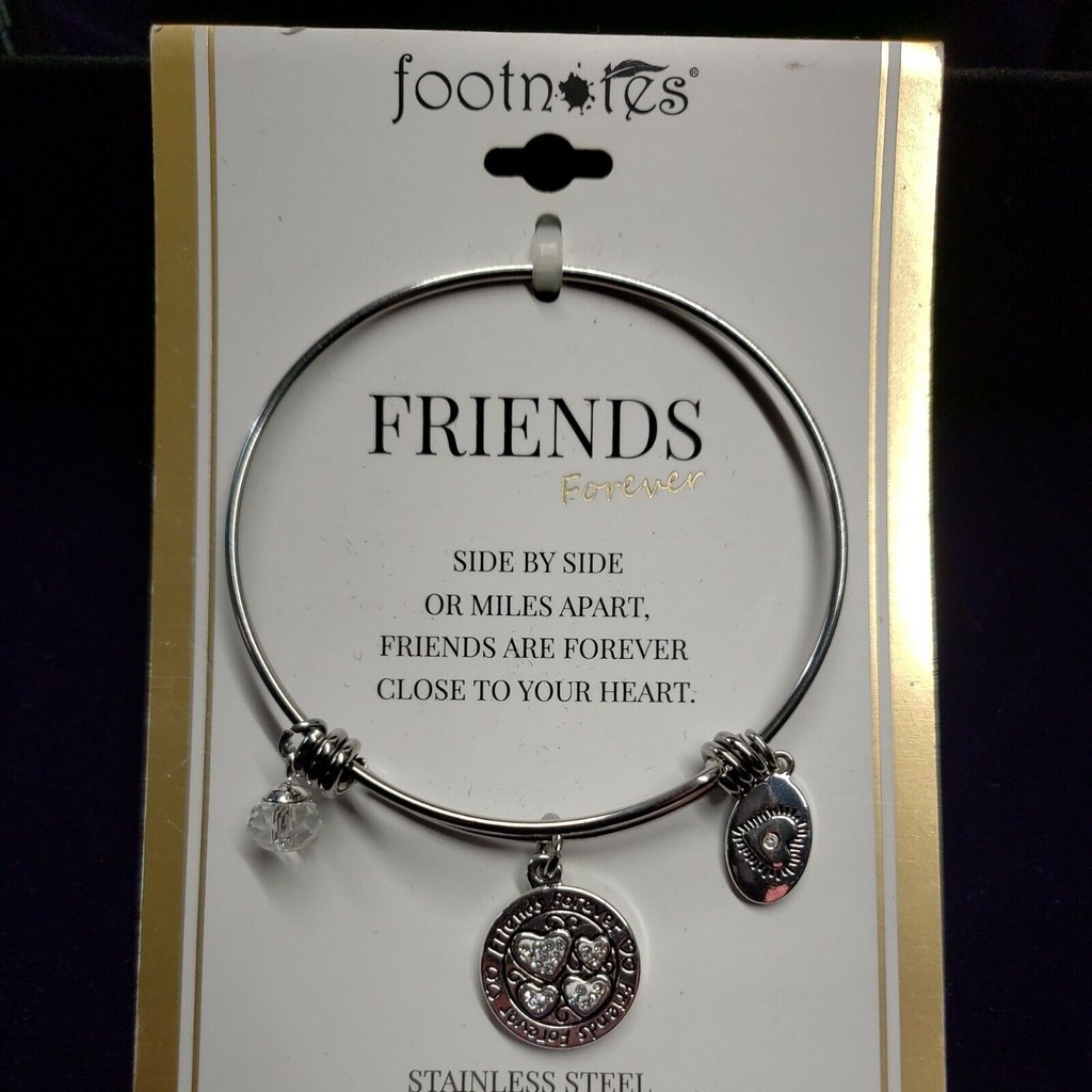 Footnotes Friends Forever Wire Bracelet One Size Adjustable In Silver Tone Nwt