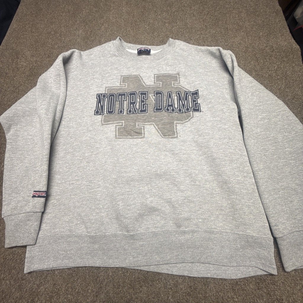 Jansport Vtg Notre Dame Crewneck Sweatshirt Size L Gray