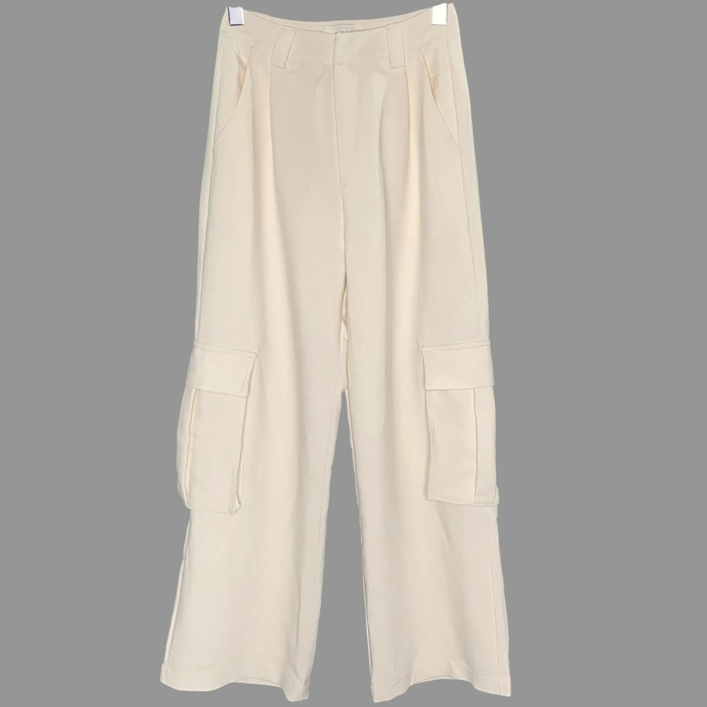 Dissh Willa High Waisted Cargo Pants 2 Cream Ivory Wide Leg Clean Girl Norm