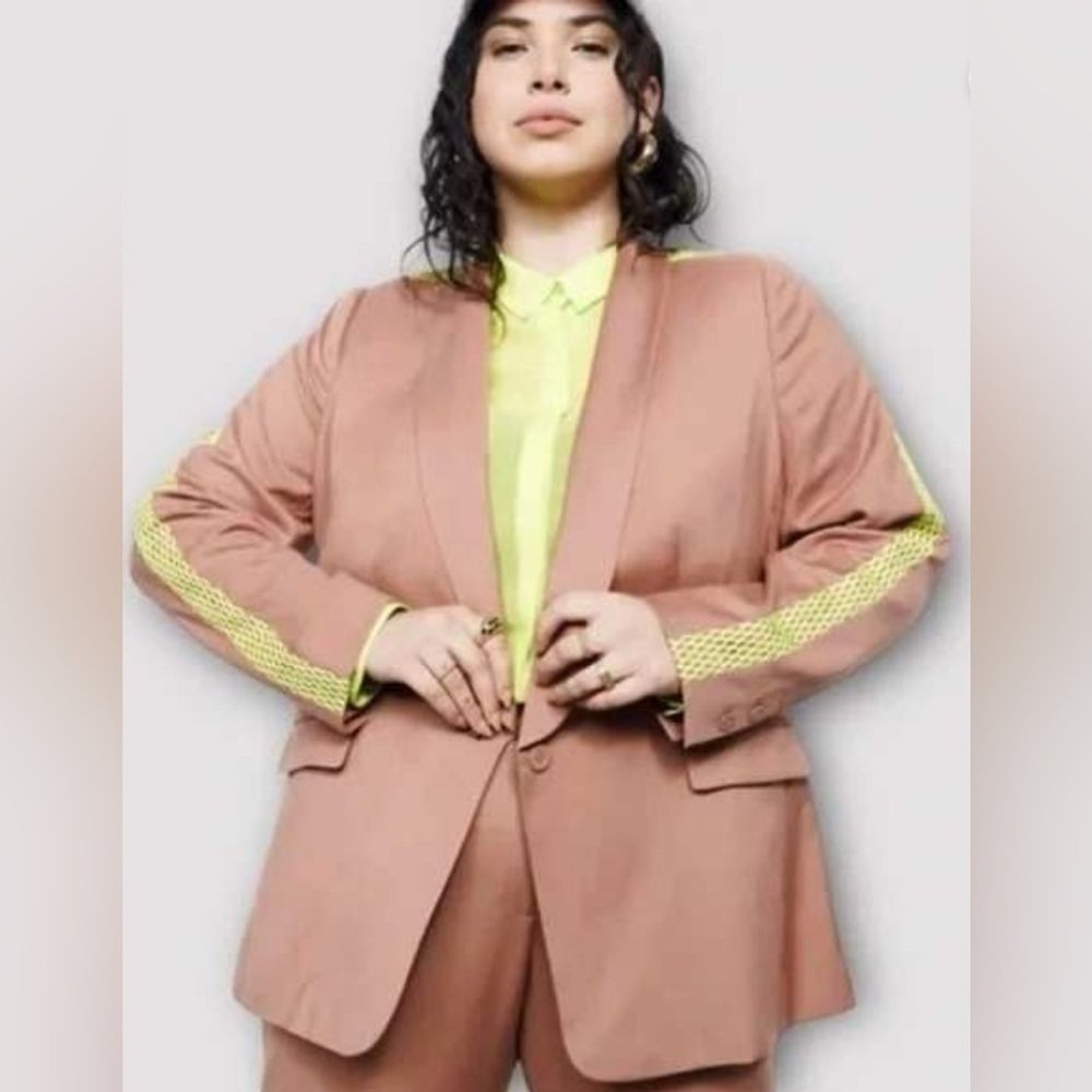 Nwt Wildfang The Empower Colorblock Tux Blazer Rose Brown Neon Size Medium
