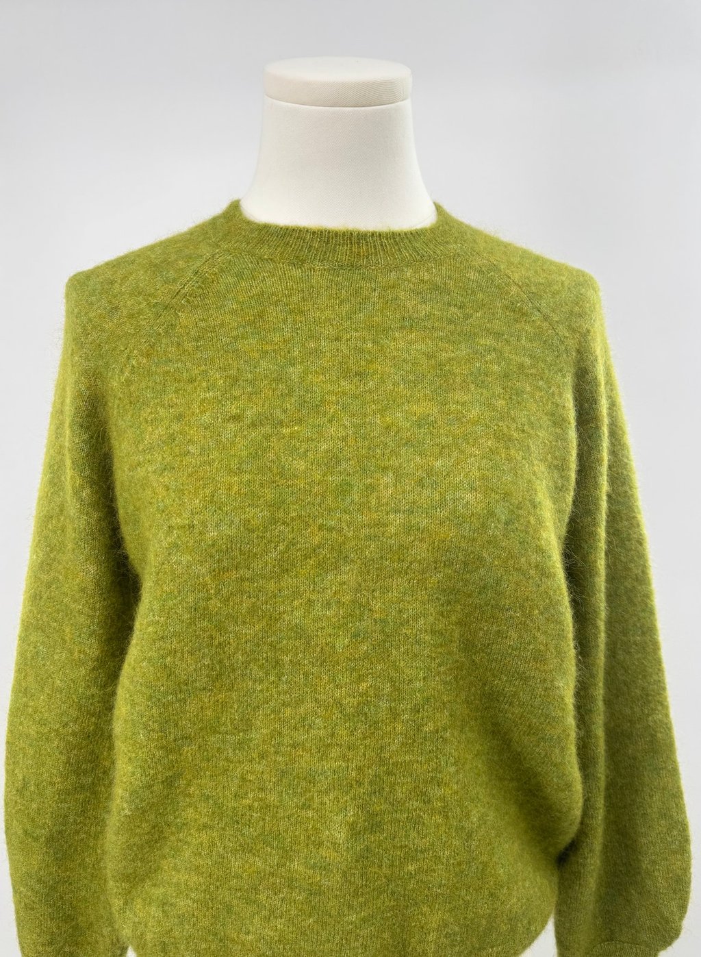 Sezane Louisa Jumper Green Kid Mohair Wool Sweater Relaxed Crewneck Xs