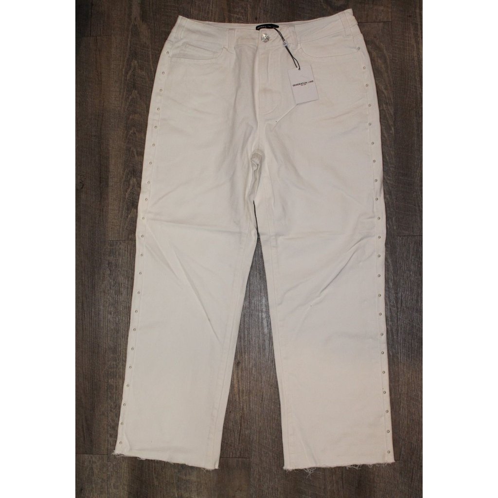 Generation Love White Jordy Pearl Denim Pants Jeans Raw Hem Nwt $276 Sz 29
