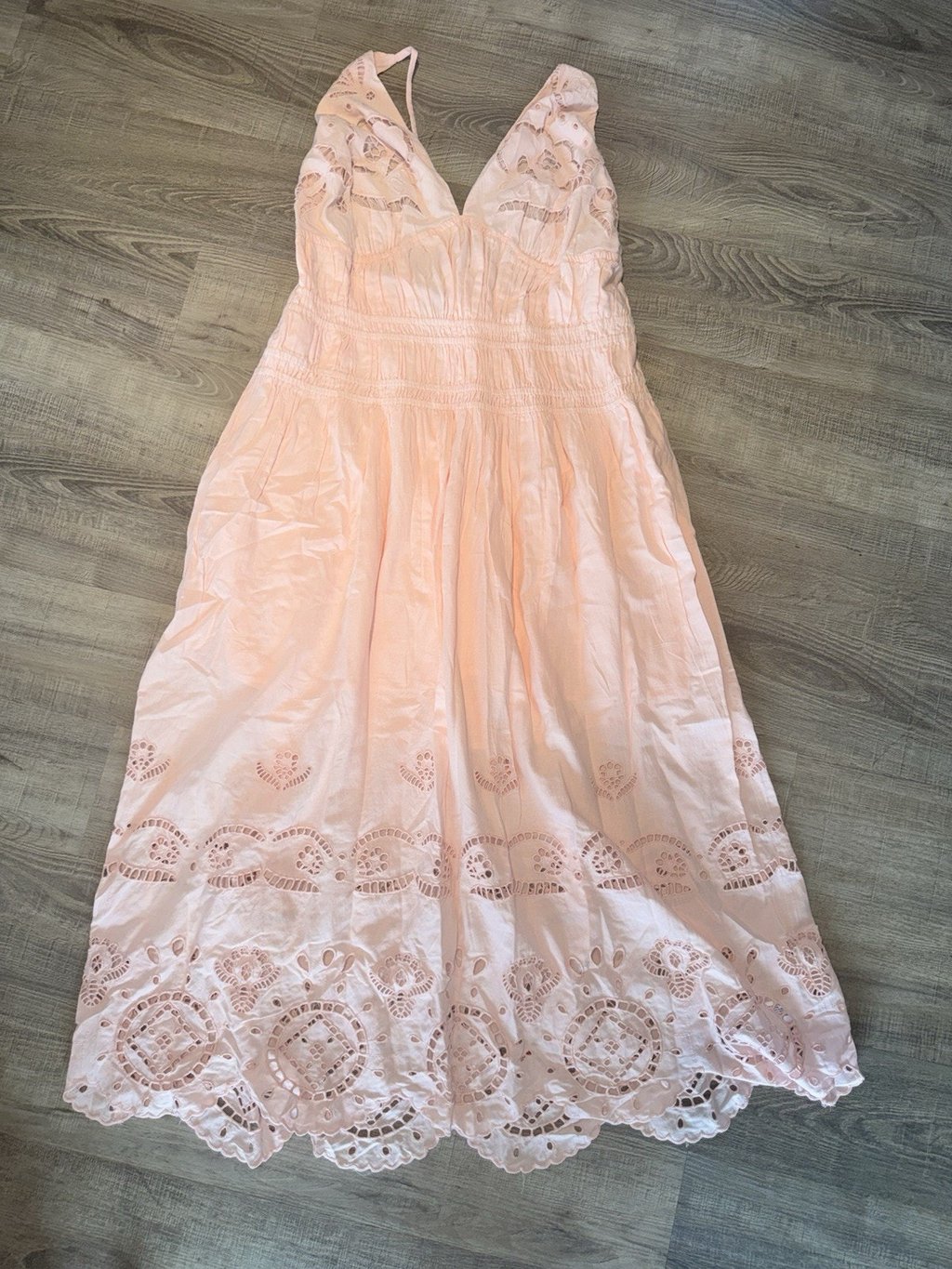 Future Collective Women’s 1x Pink Eyelet Embroidered Midi Dress Sleeveless Nwt