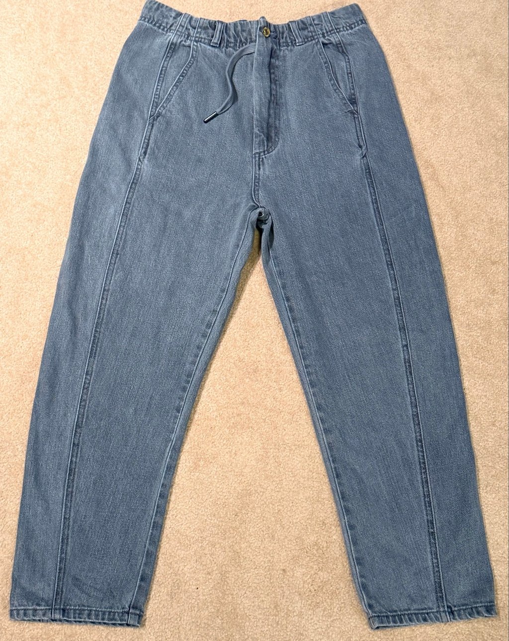 Roucha Delen Denim Pants Womens Vintage 100% Cotton Drawstring Waist Size Aa