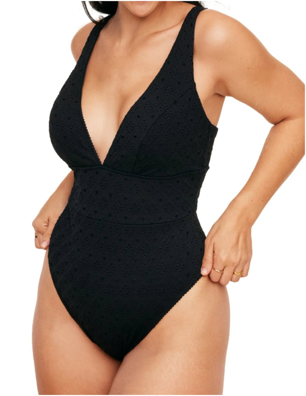 Nwt Adore Me One Piece Swimsuit Womens 3x Black V-Neck Lace Boho Sw-13147-Onp