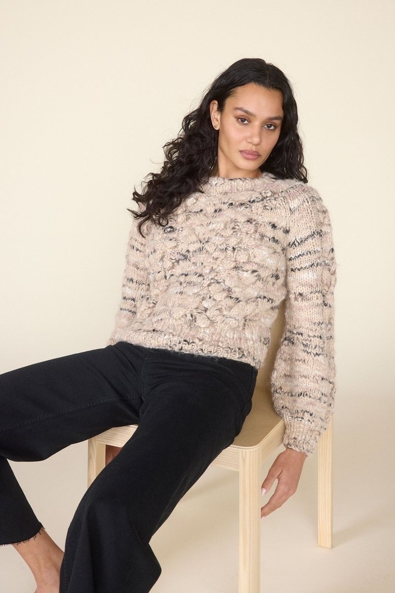 St Roche Natural/Pale Pink Luna Alpaca Chunky Sweater Small $575