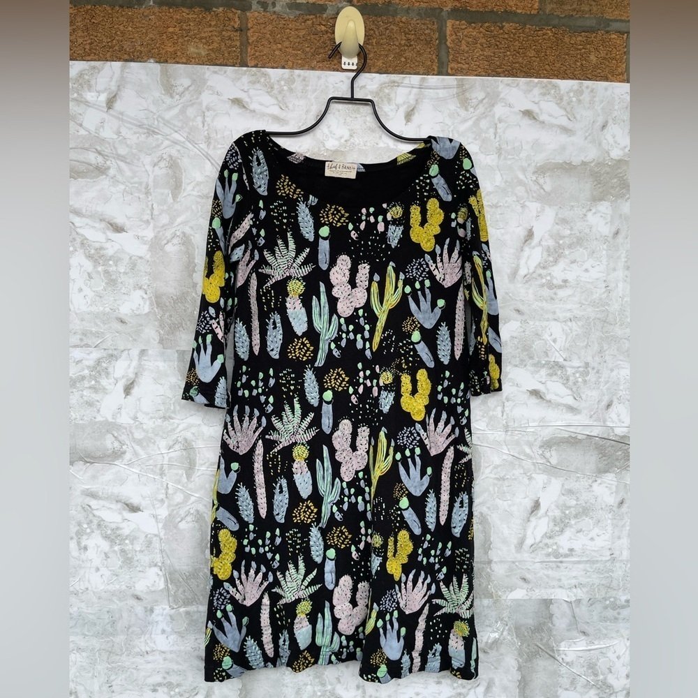 Thief And Bandit Floral Cactus Saguaro Hand Painted Tunic Dress Small