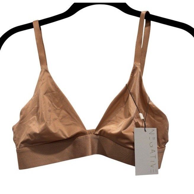 Negative Wireless Glace Triangle Bra Size 1 Unlined Tan Buff Adjustable Nwt
