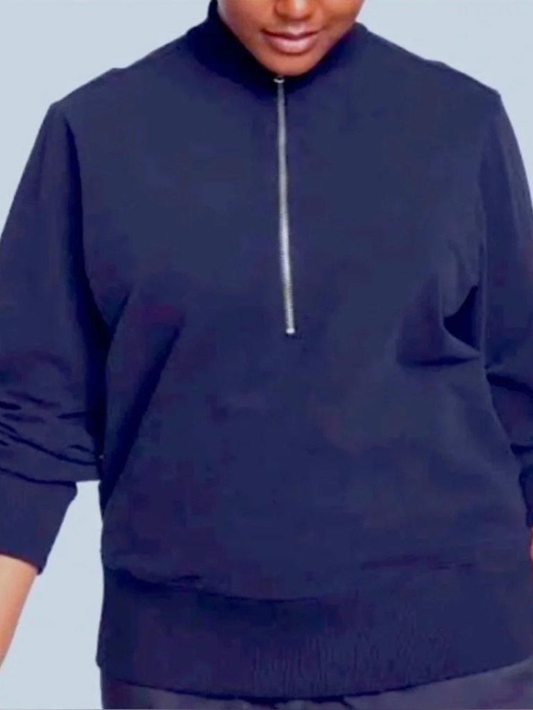 Euc Universal Standard Zoe Half Zip Funnel Neck Pullover Us M (18-20) Navy