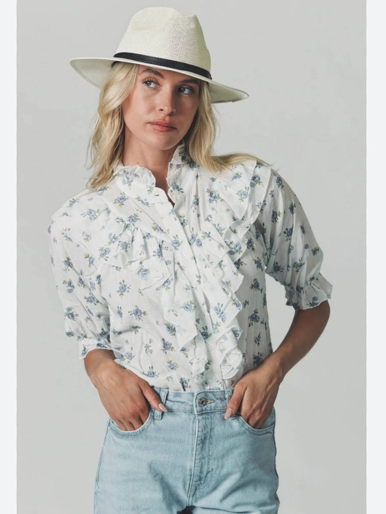 Rochelle Behrens The Jill Ruffle Shirt Size Xs New With Tags