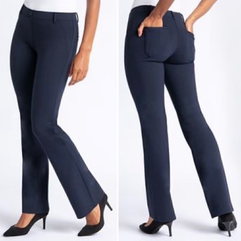 Betabrand Navy Blue Bootcutyoga Dress Pants Sizemp