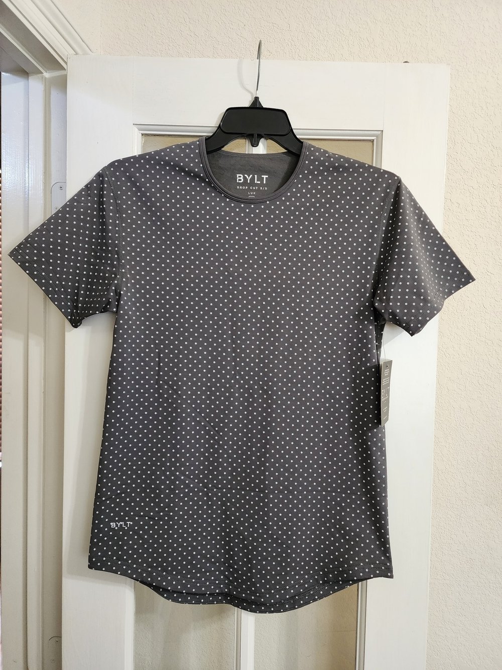 Nwt Bylt Drop Cut S/S Lux Polka Dot Tee Women's Small Gray
