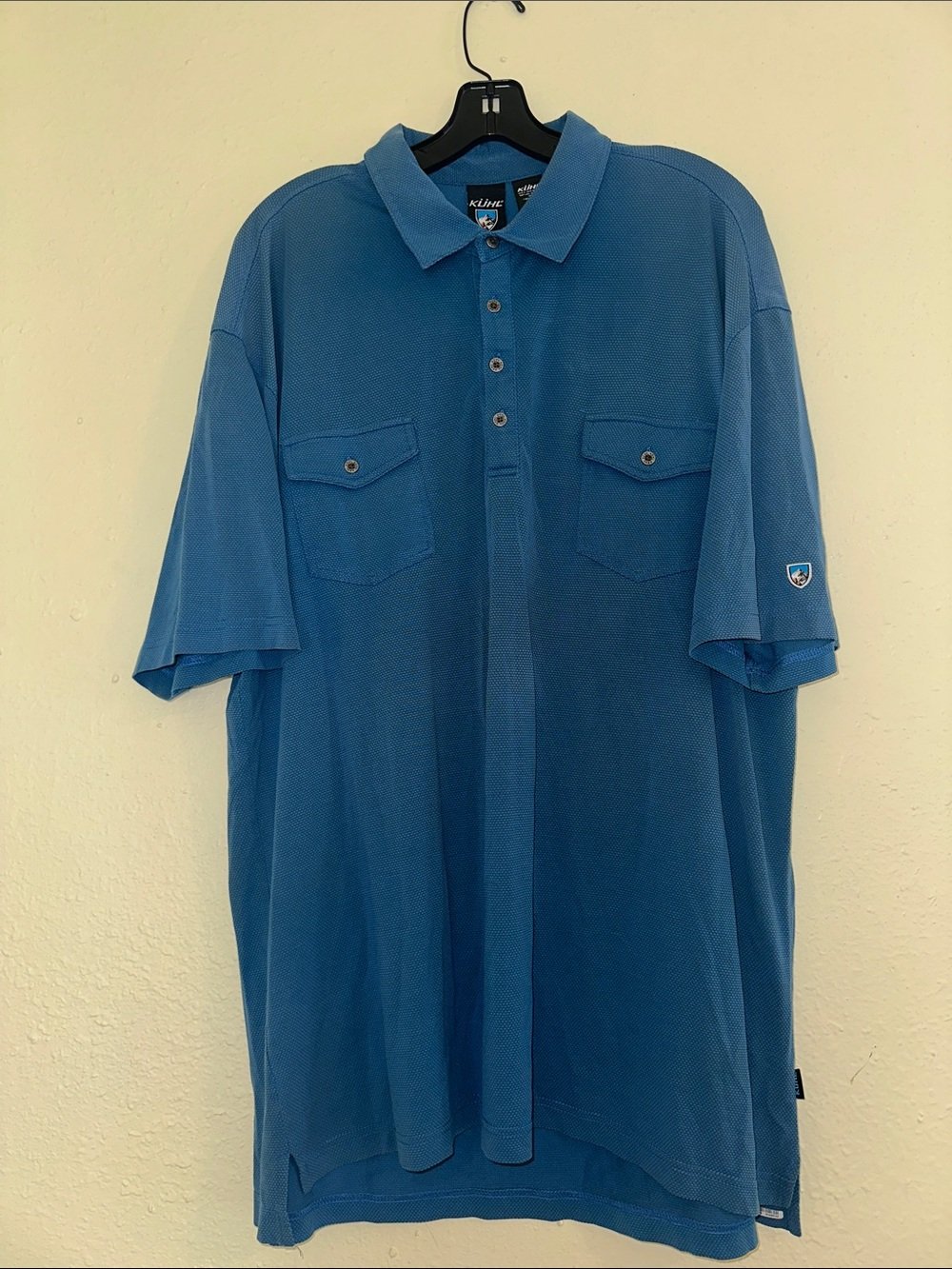 Kling Men's Polo Shirt In Teal Blue With Chest Pockets Euc