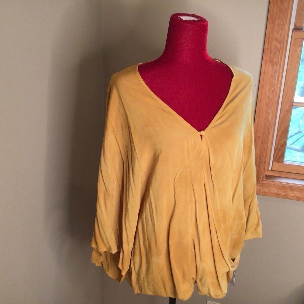 Nwt Democracy Yellow Boho Blouse Sz Large