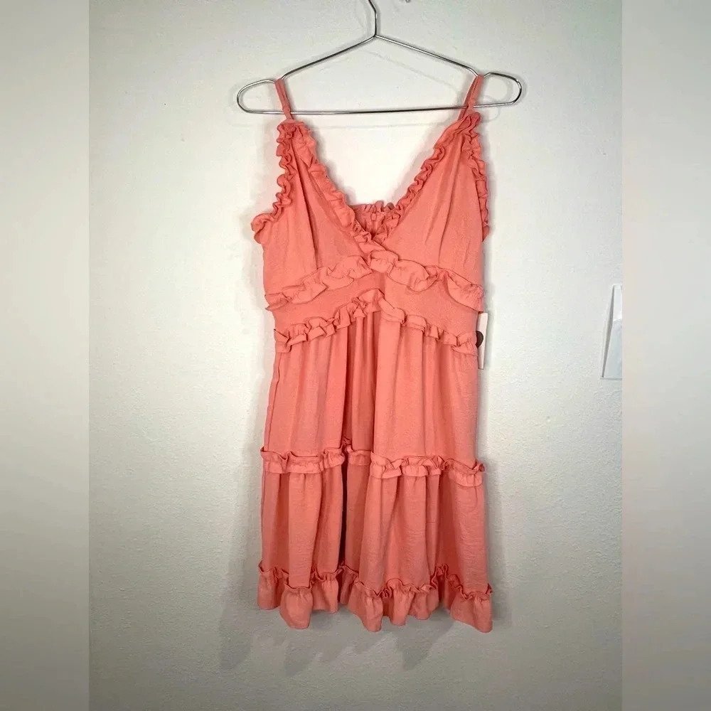 Iris Coral Ruffled Strapped Dress
