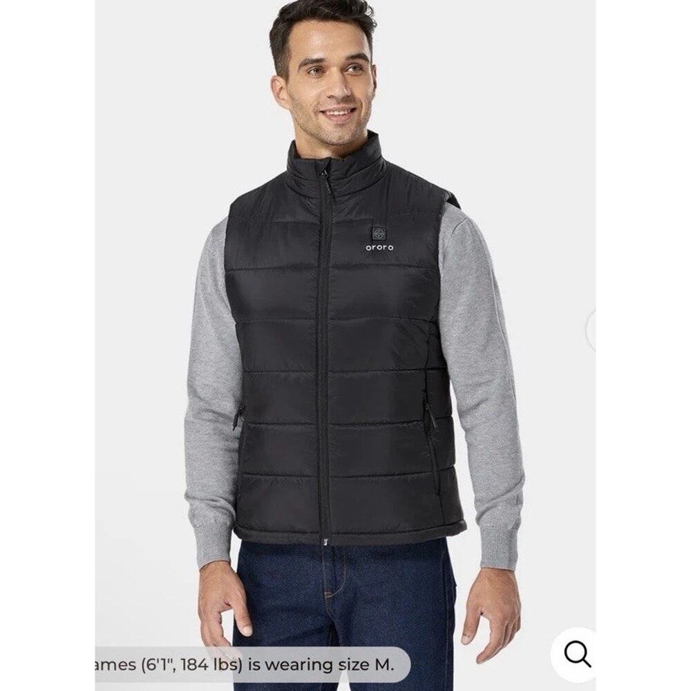 Ororo Men's Classic Heated Padded Vest With Battery & Charger Black Xl Nwt $200
