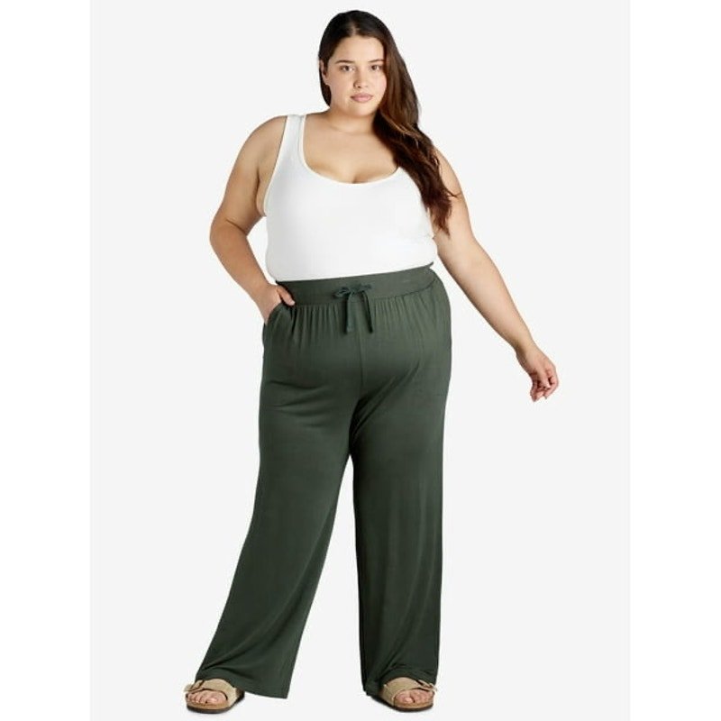 Terra&Sky Green Wide Leg Pull On Pants Sz.3x Nwt