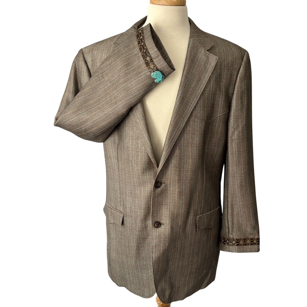 Red Sky Sport Jacket Mens 44l Brown Santa Fe 424 Western Cowboy Turquoise Flaws